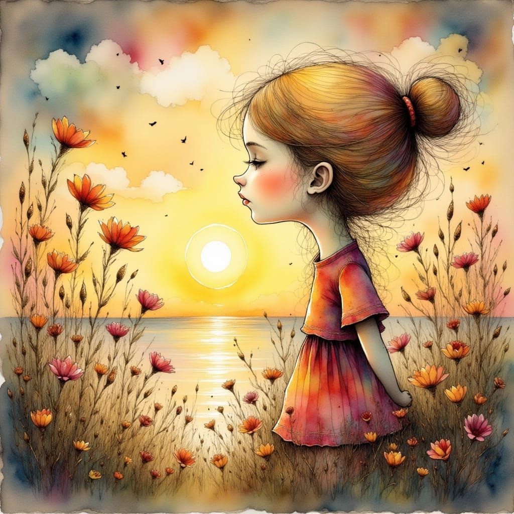 Inspirational Figure Illuminated by Warm Sunlight