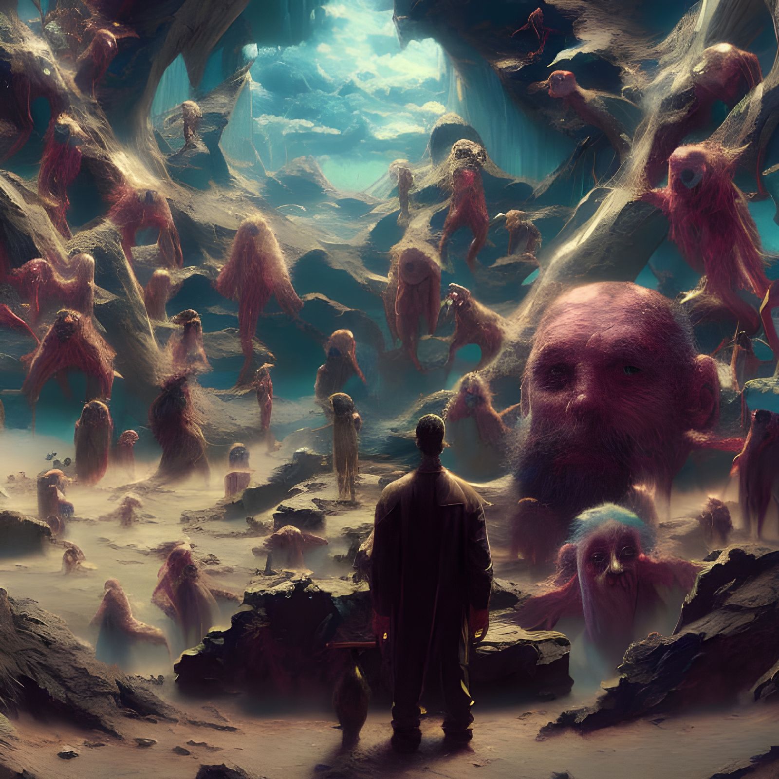 The Last Being of Human Evolution in Ethereal Hyperrealistic...