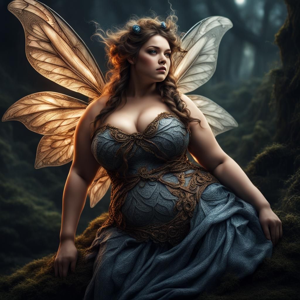 Plus Sized Fairy in Hyperrealistic Portrait