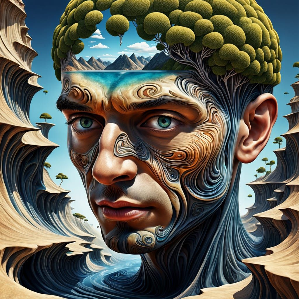 Surreal Mindscape with Melting Landscapes