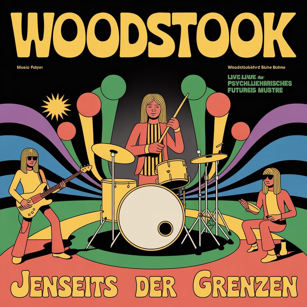 Psychedelic Rock Band Live at Woodstock Concert
