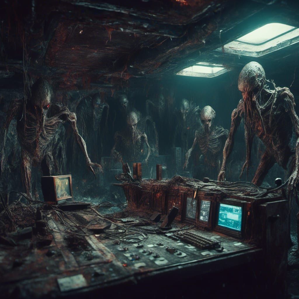 Alien Mothership Control Room in Macabre Style