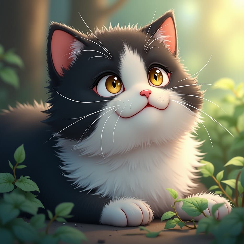 Whiskered Feline in Morning Serenity