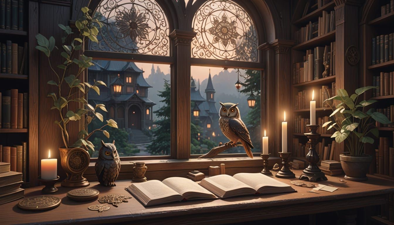 Enchanted Embroidery Hoop in Cozy Anime Room