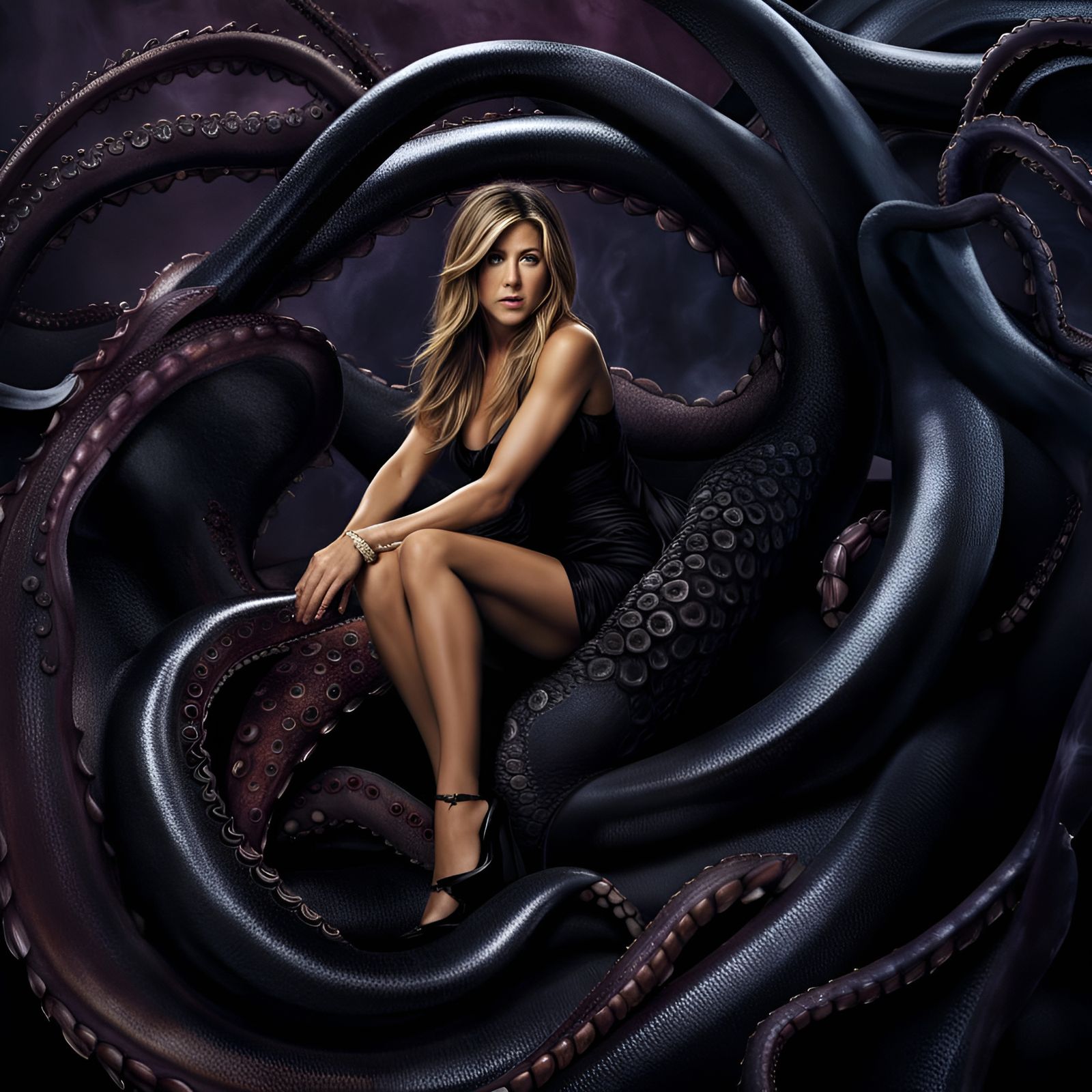 Jennifer Aniston and Large octopus