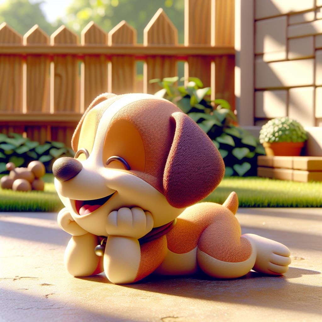 Disney Pixar style 3D adorable puppy having an Afternoon nap...