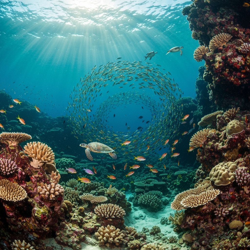 Vibrant Coral Reef Ecosystem in Hyperrealistic Style