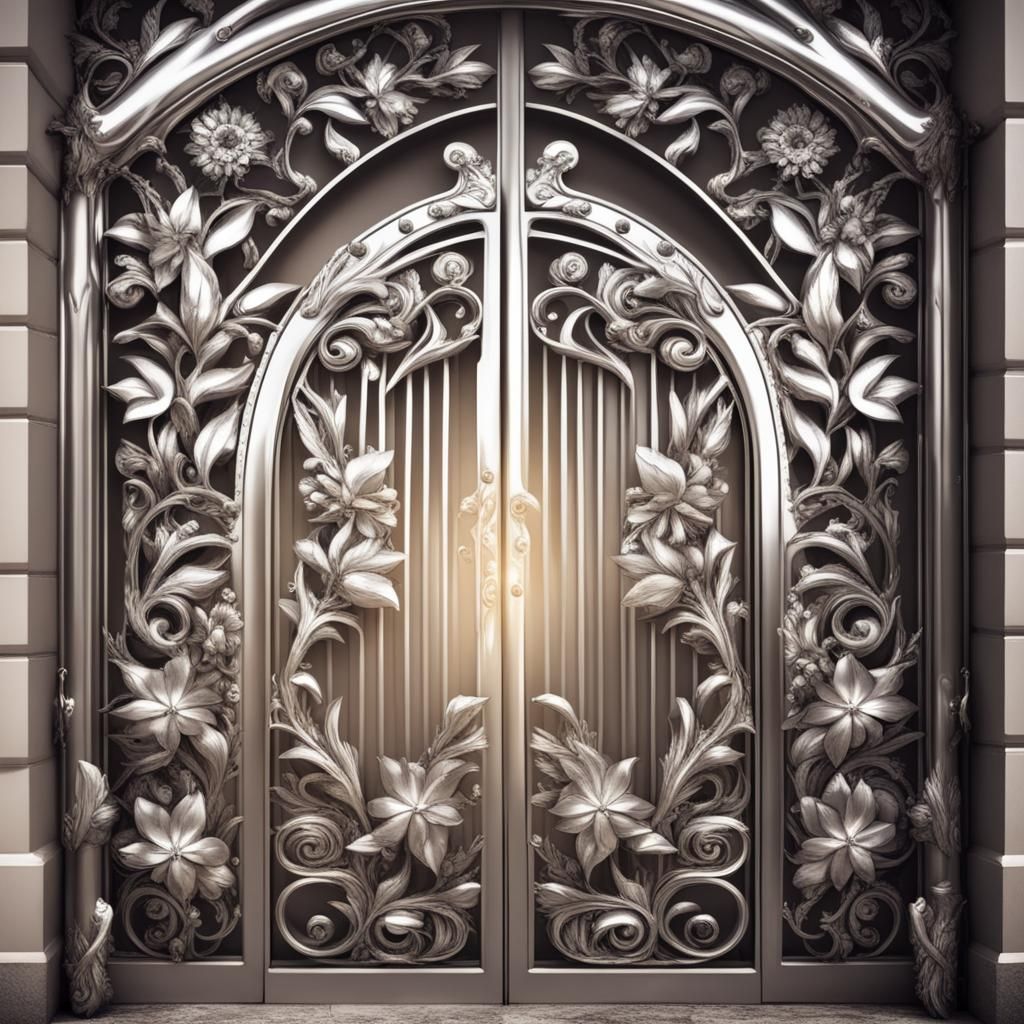 gate with metal flower decoration