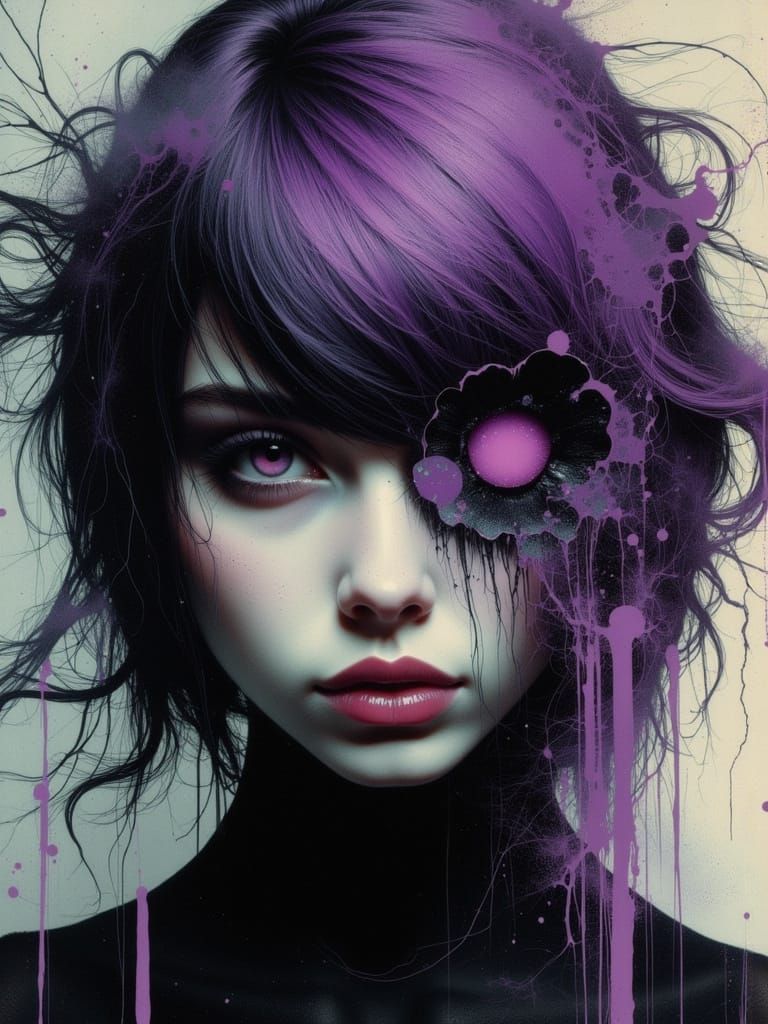 Gothic Despaircore Portrait of a Young Woman