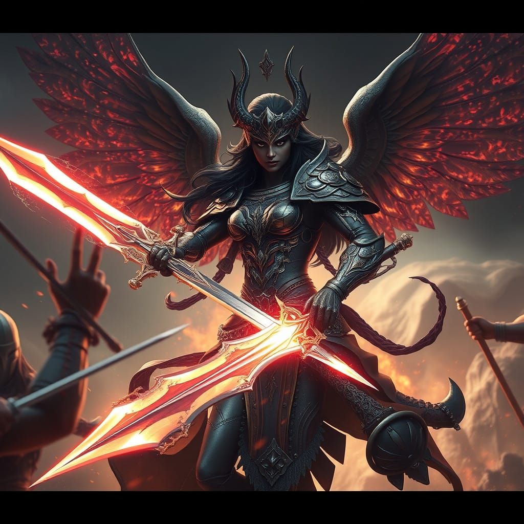 Powerful Female Warrior Goddess in Mystical Armor