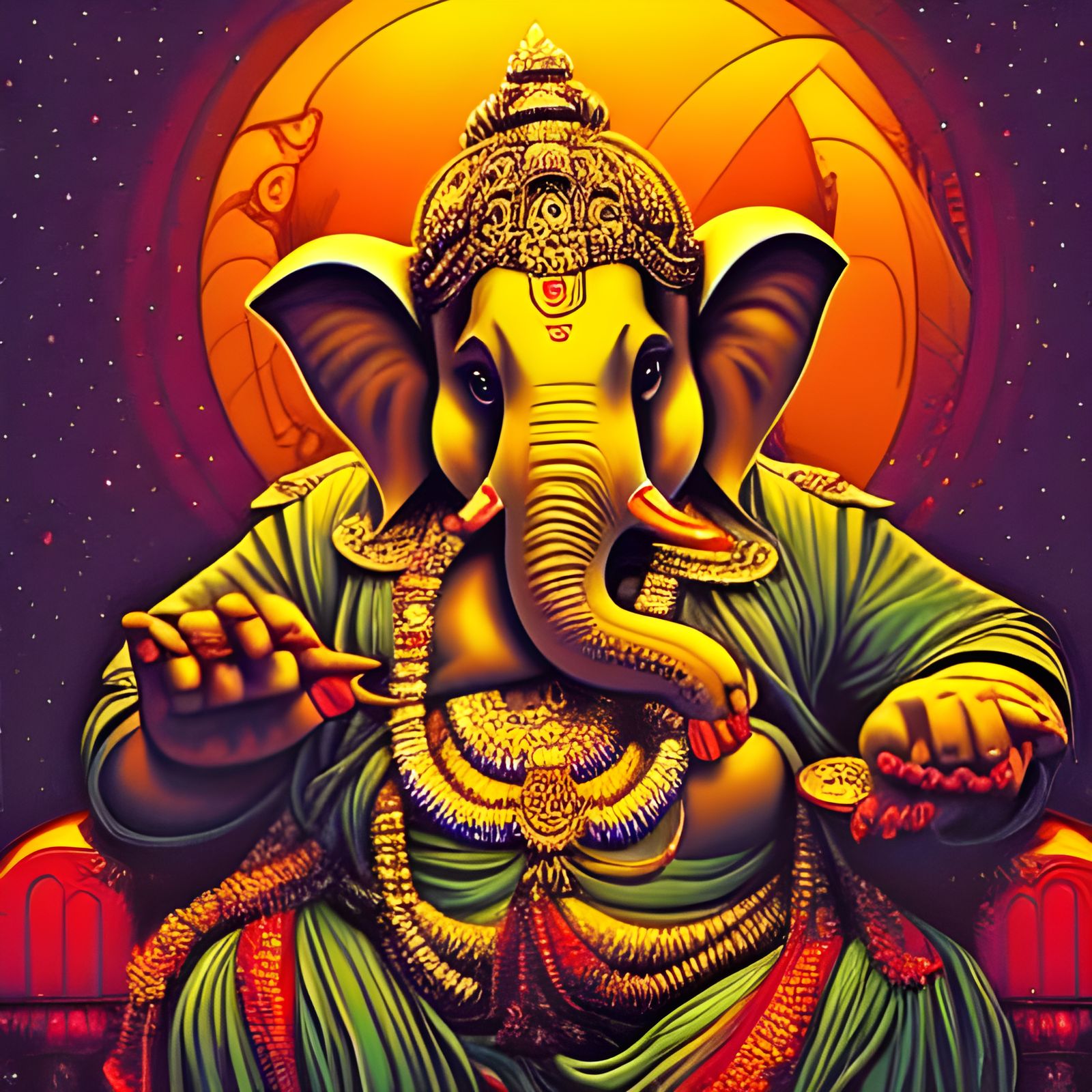 Ganesh in Elegant Comic Book Style