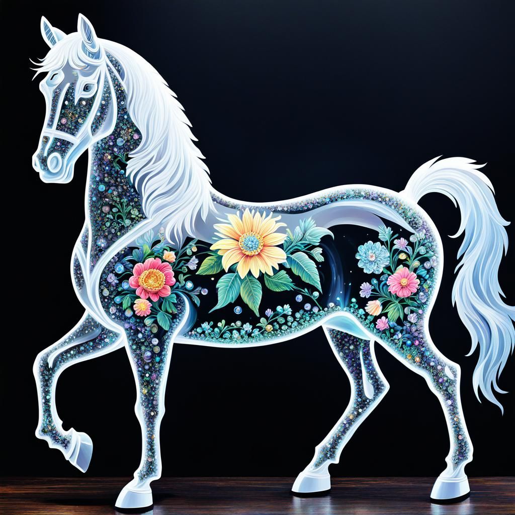 Celestial Crystal Stallion in Cosmic Hologram