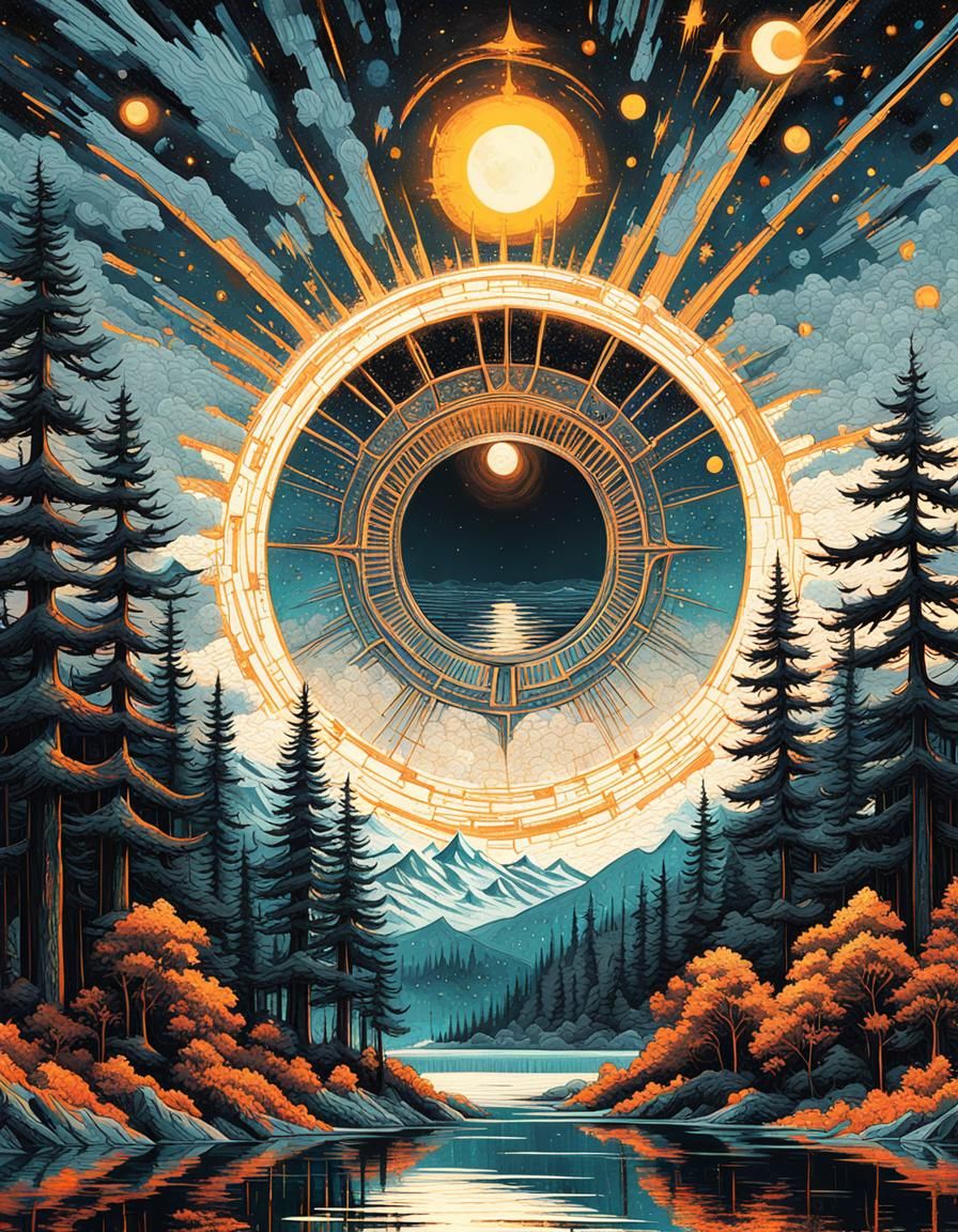 Epic Cyberpunk Fantasy Masterpiece under a Starry Night Sky