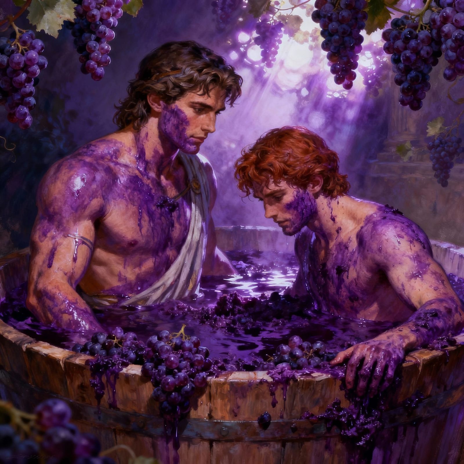 Theseus and Man Drenched in Purple Grapes