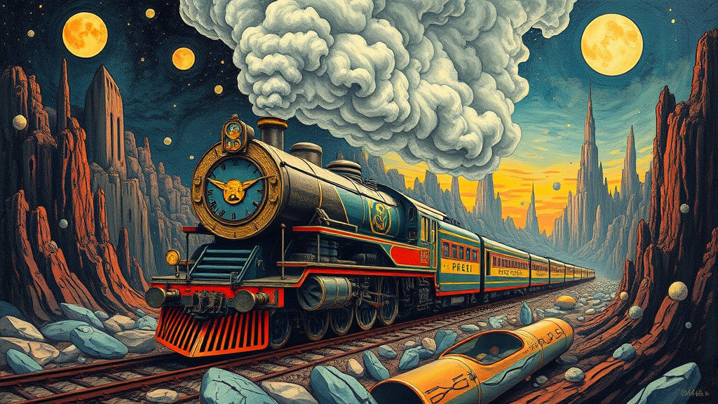 Surrealist Peace Train Emerges in Hyperdetailed Sci-Fi Lands...