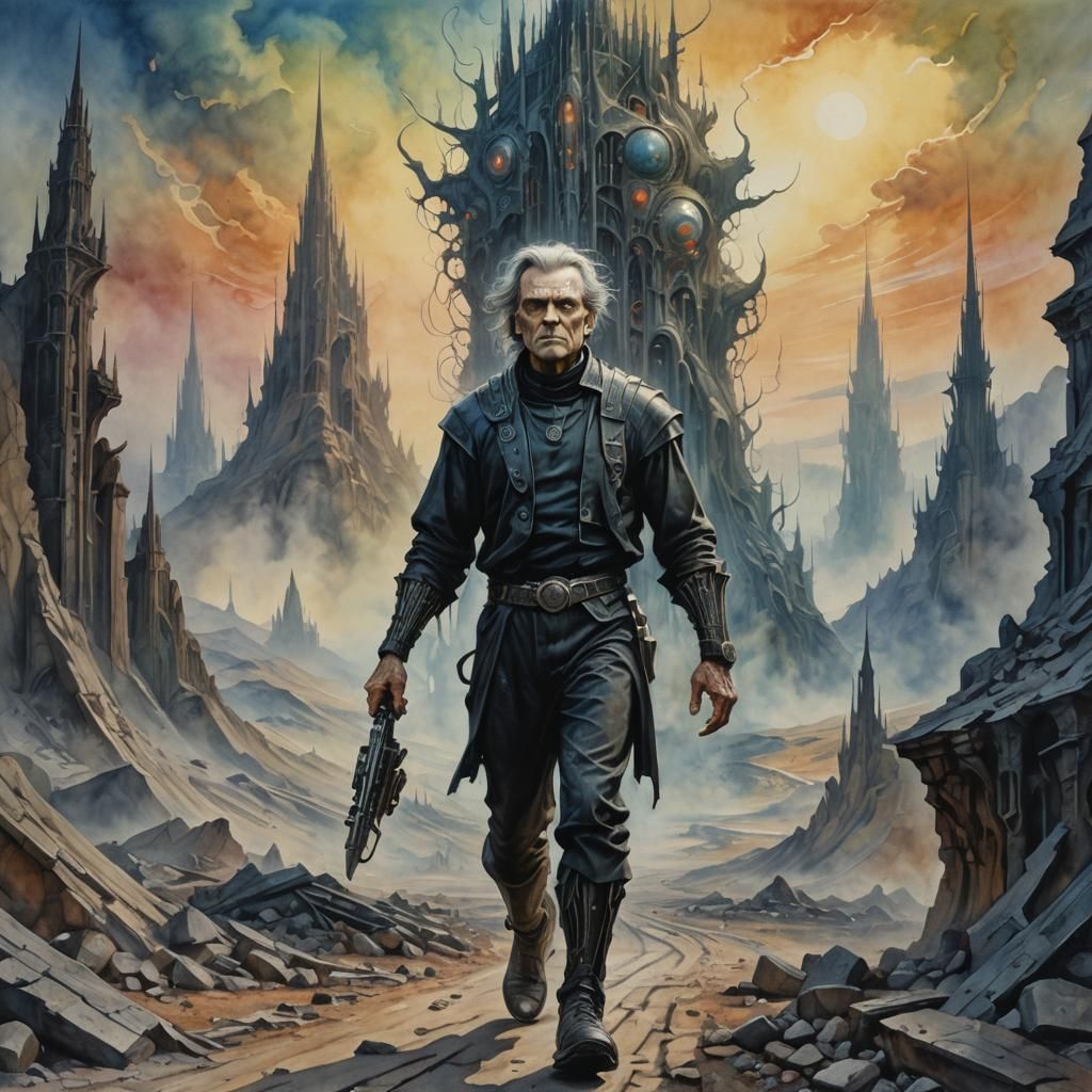 Surreal Landscape Portrait in Vibrant Watercolour