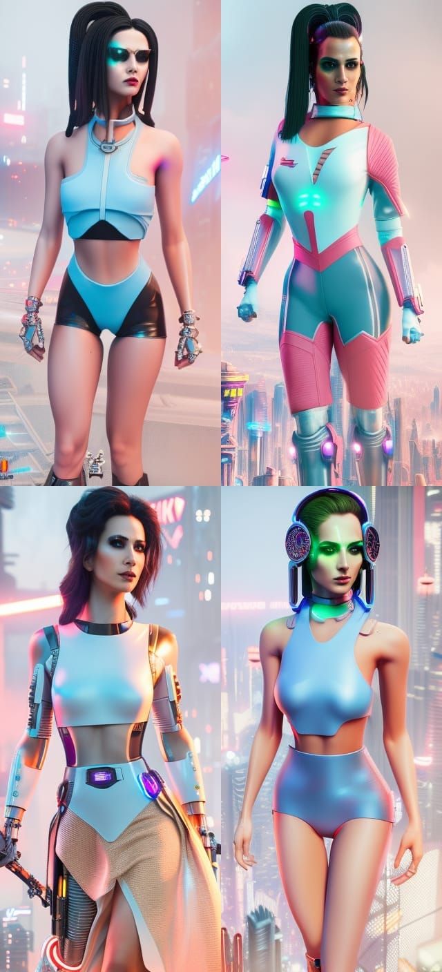 Ethereal Cyberpunk Goddess in Neon Dreamscape