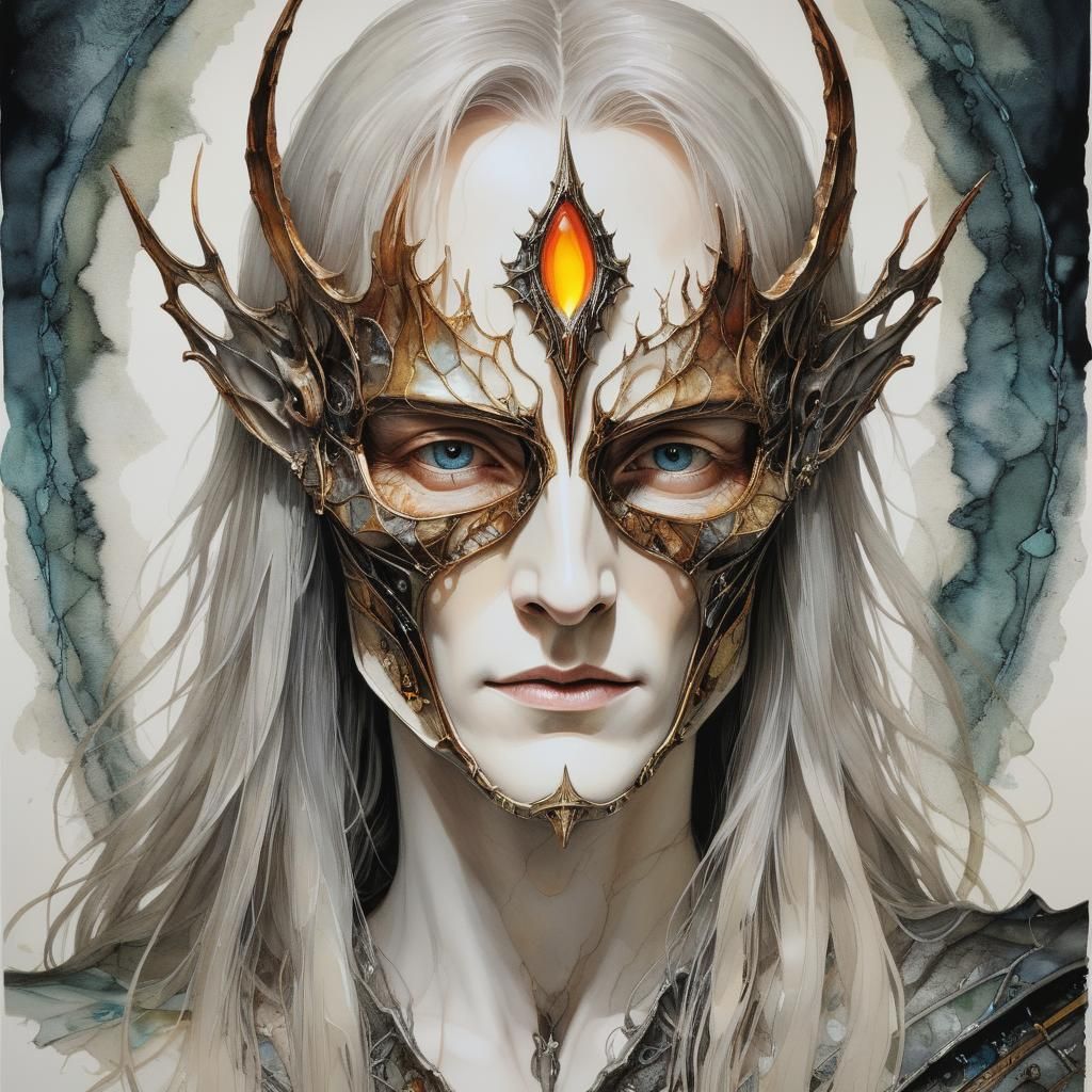 Sauron in Metallic Mask, Inspired by Lothlórien's Elven Arti...