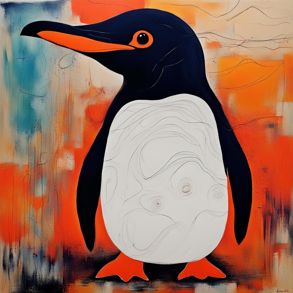 Whimsical Penguin in Vibrant Colors