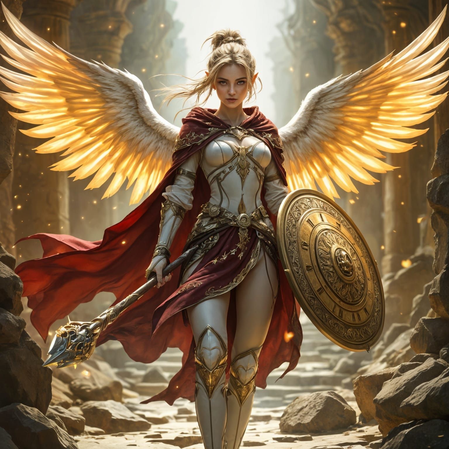 Elf Priestess in Temple Ruins: DnD Fantasy Art