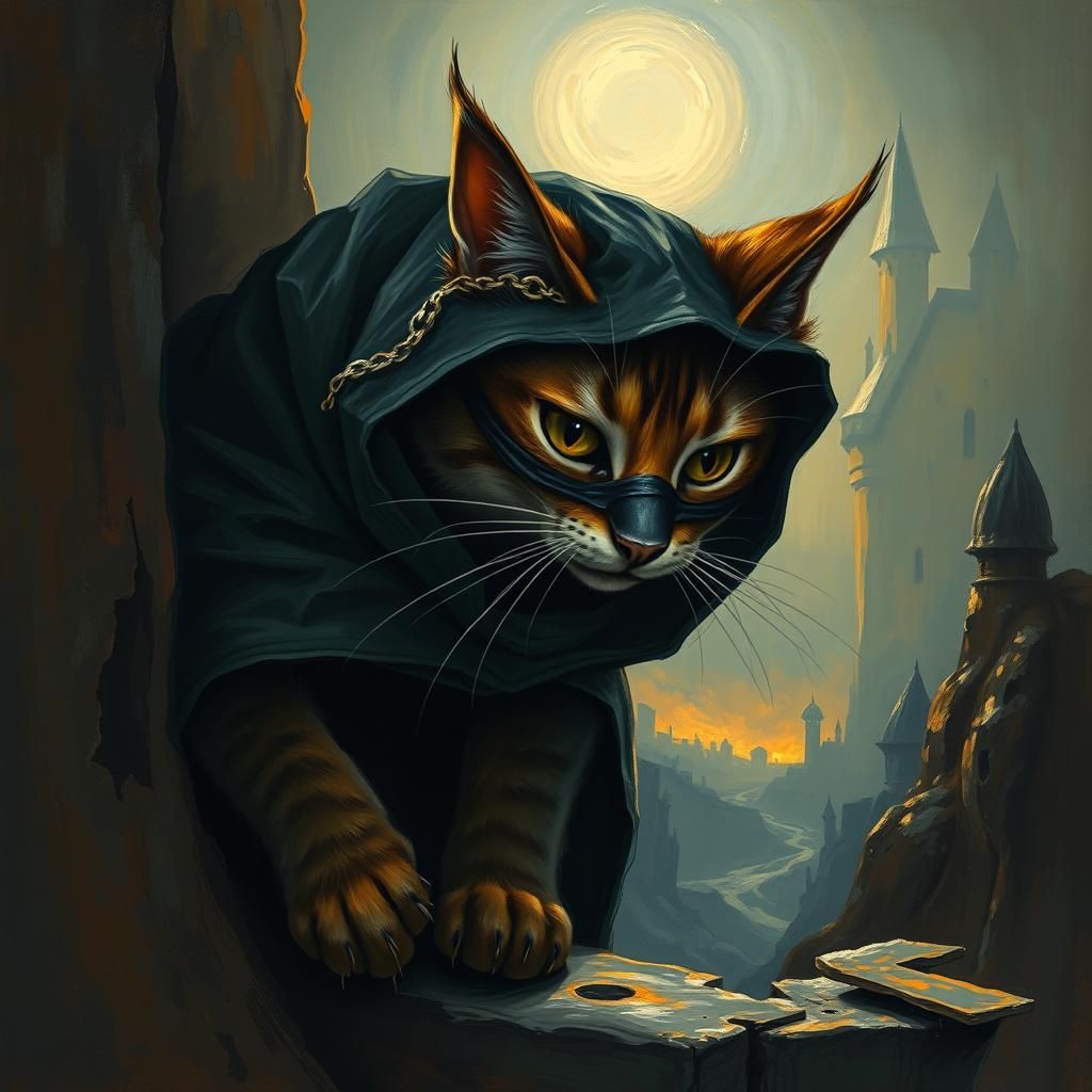 Mysterious Feline Thief in Twilight Realm