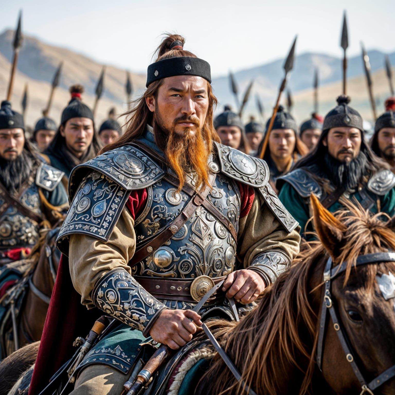Genghis Kahn Inspires Warriors Before Battle