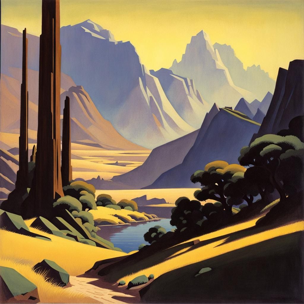 Surreal Desert Landscape in Oil Painting Style