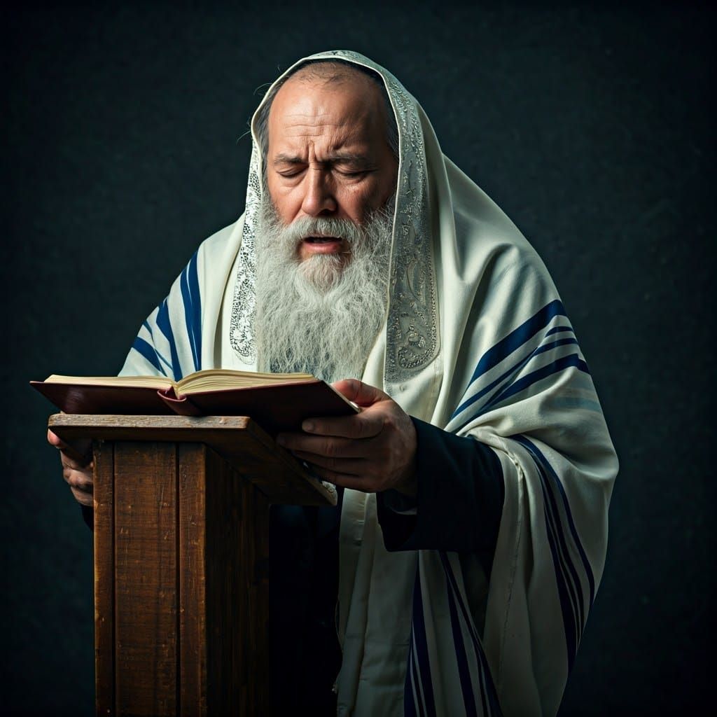 Rabbi in Devout Prayer, Illustrated with Cinematic Intensity
