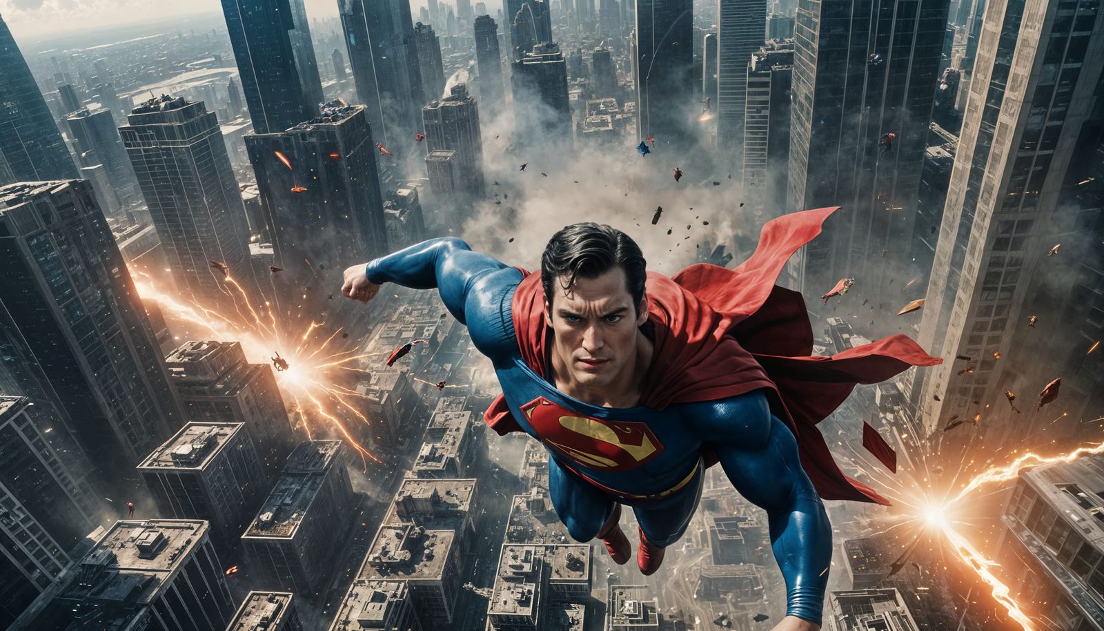 Superman Defends Futuristic City Against Menacing Alien