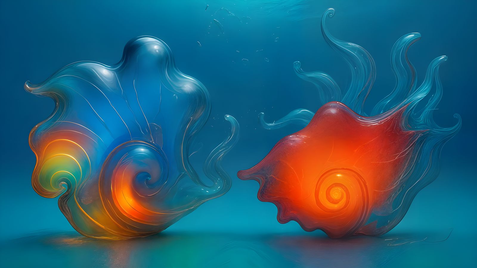 Abstract Sea Glass Sculptures in Chihuly Style