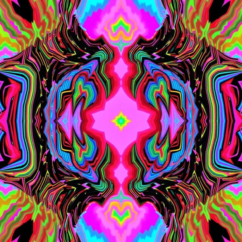 Vibrant Cityscape with Intersecting Paths in Neon Colors