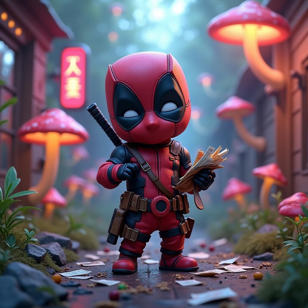 Baby Deadpool in a Steampunk Wonderland