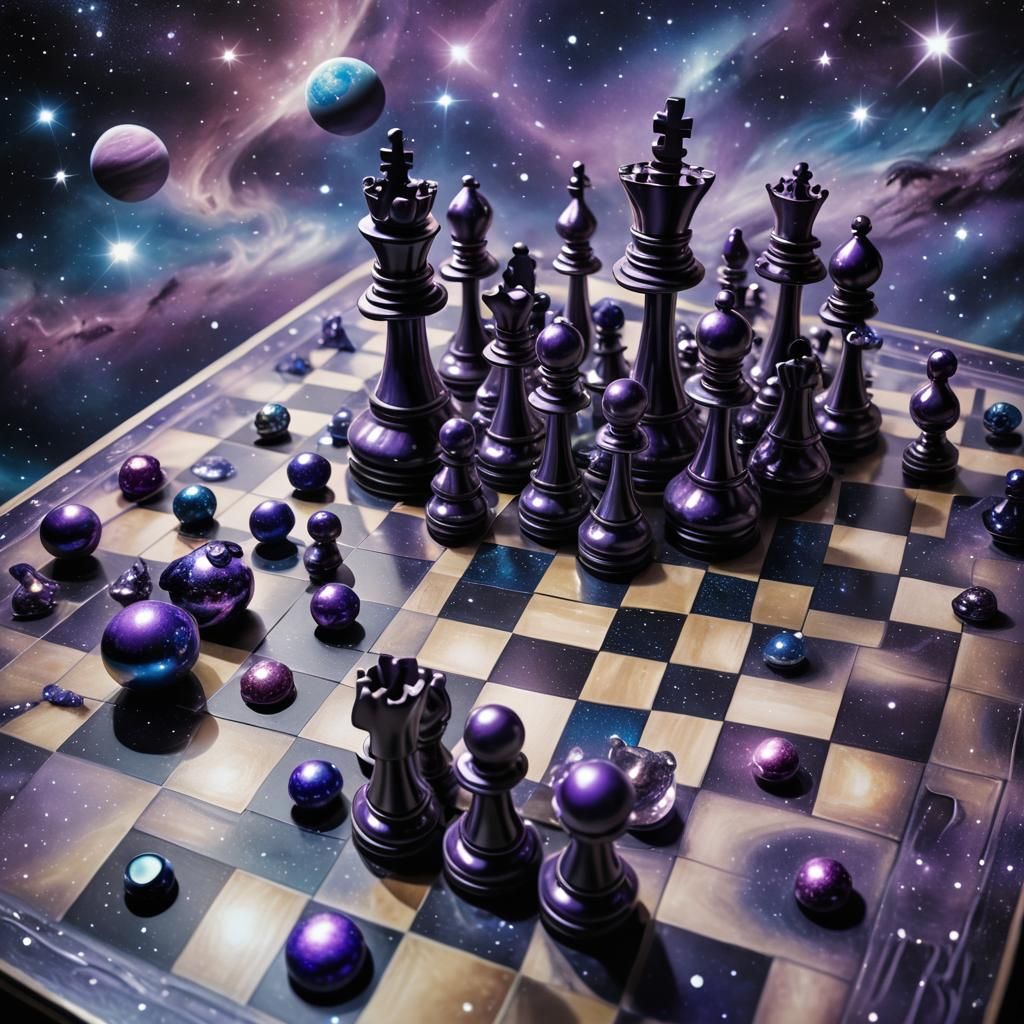 Surreal Cosmic Chessboard in Ethereal Space
