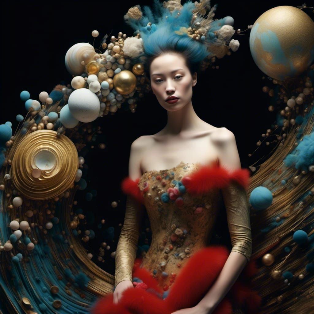 Golden Abstract Cycles: Hyperrealistic Matte Painting