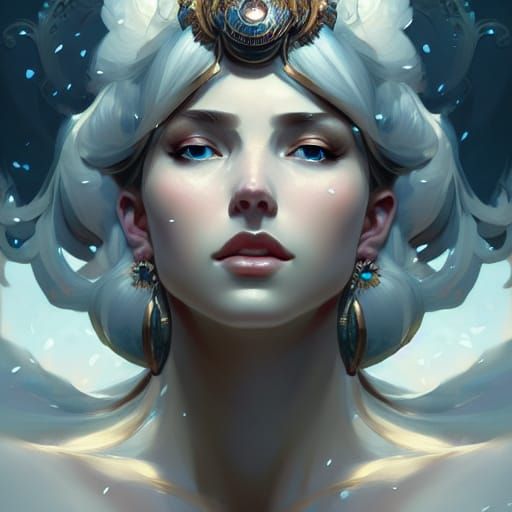 Winter Goddess Portrait in Vibrant Triadic Colors