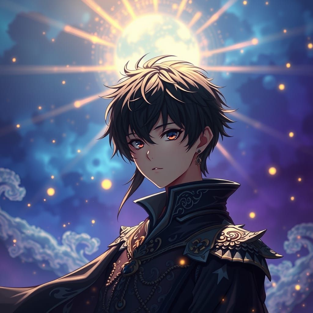 Mystical Dark Fantasy Prince in Vibrant, Dreamlike Landscape...