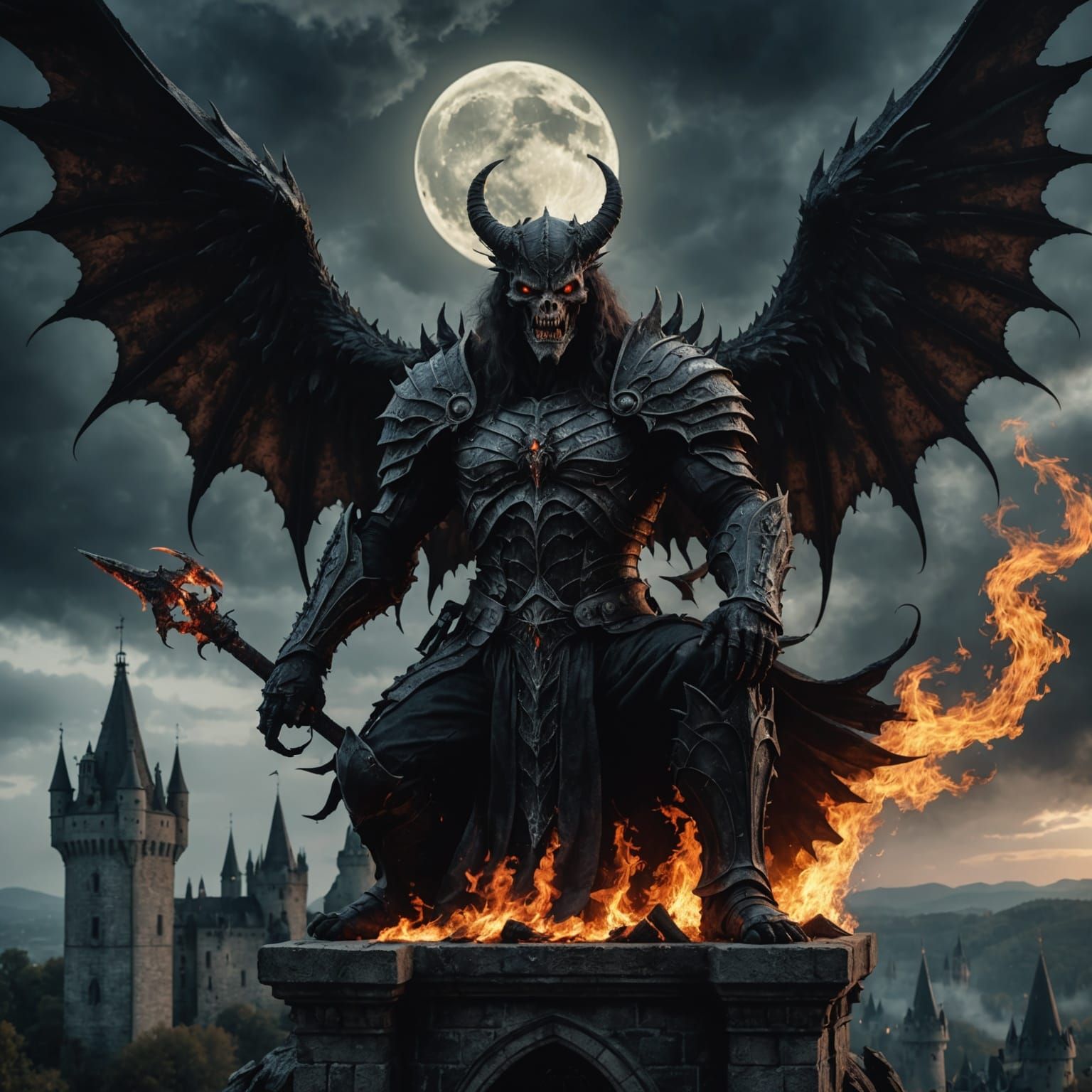 Ethereal Horror Figure Lurks Within Dark Castle Ruins