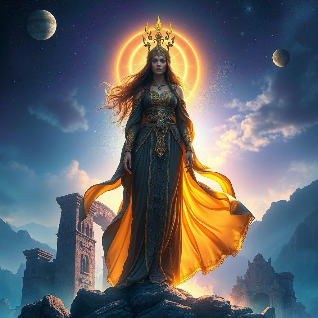 Surreal Fantasy Goddess in Vibrant Colors