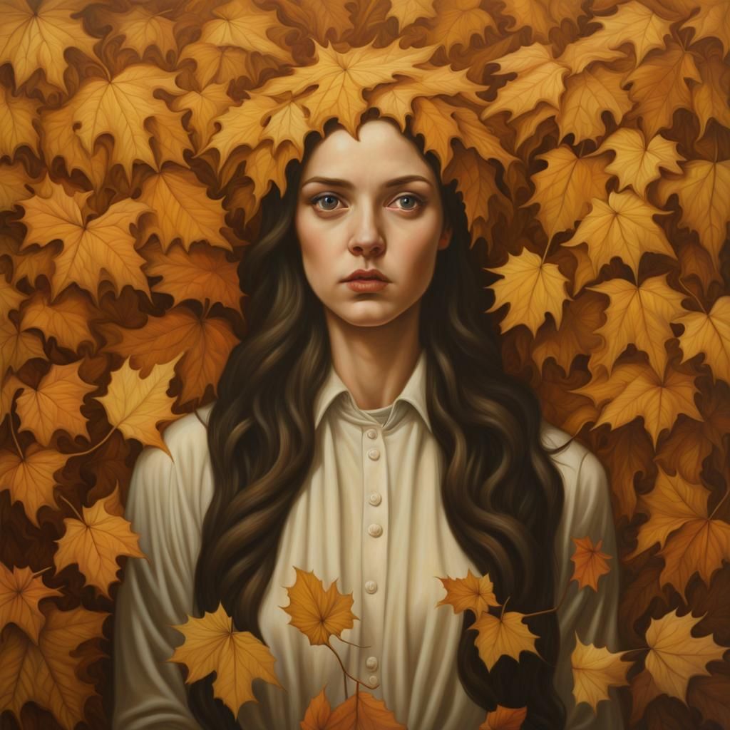 Autumn Goddess in Realistic Oil Painting Style