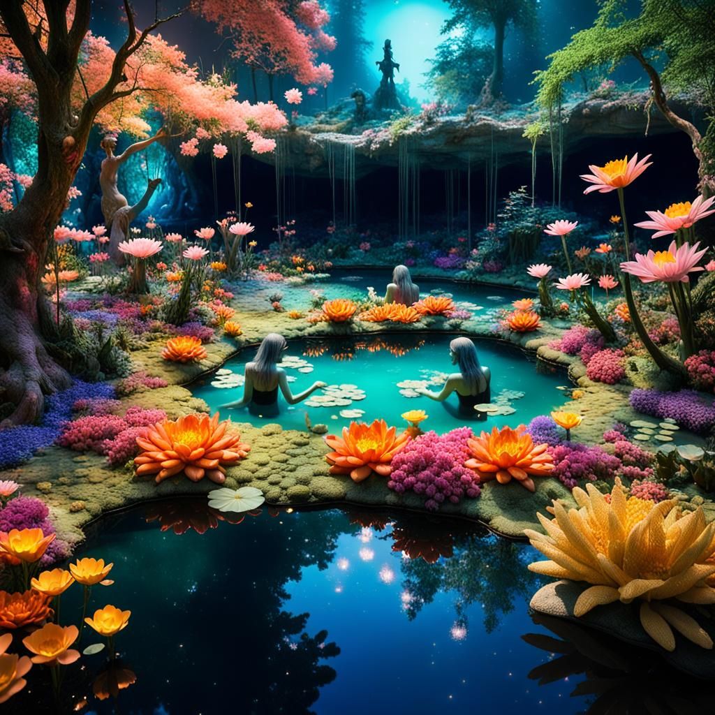 Bathing in a Fantastical Wonderland Scene