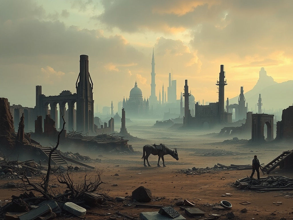 Post-Apocalyptic Cityscape in Dystopian Style