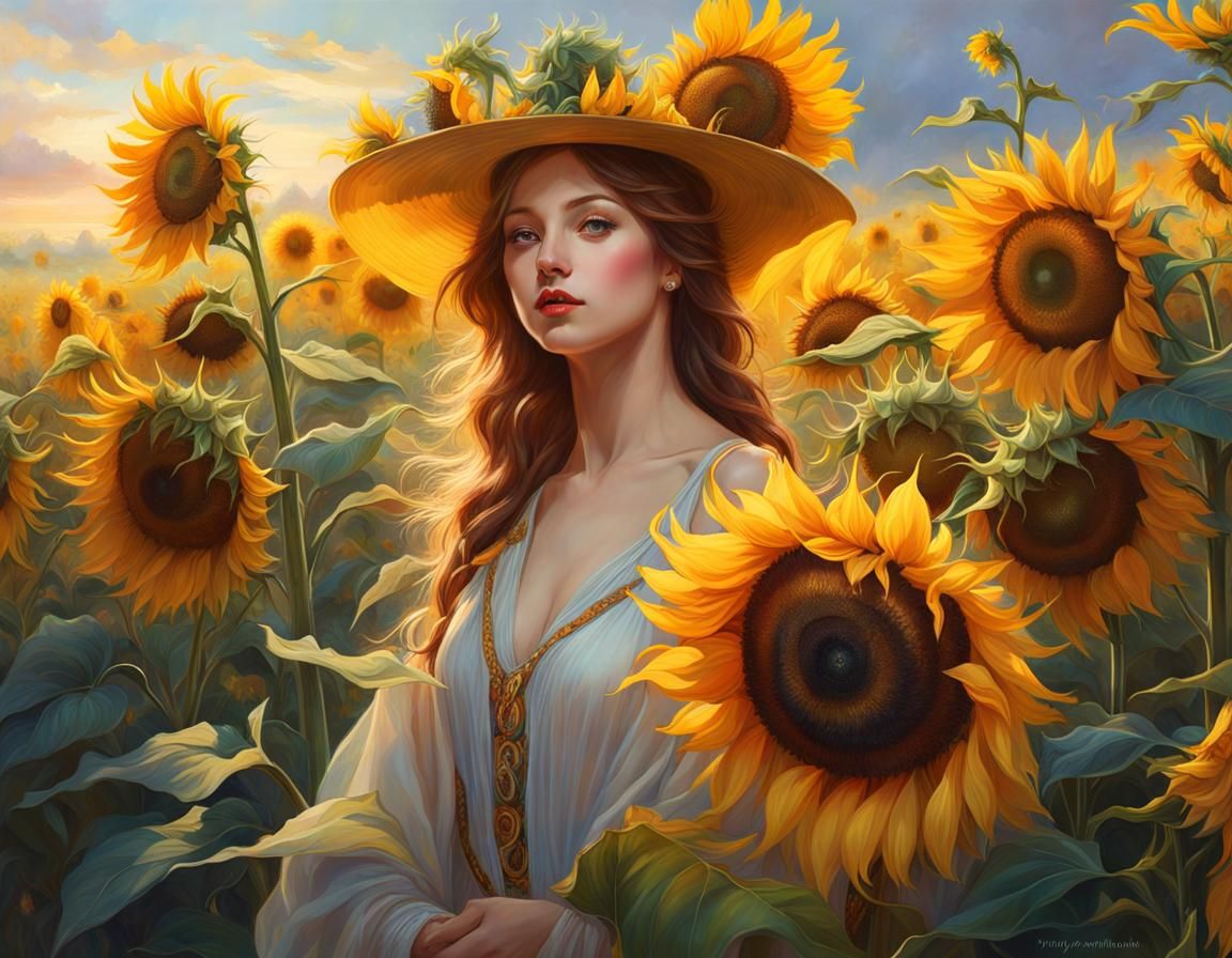 Ethereal Sunflowers in Vibrant Fantasy Art