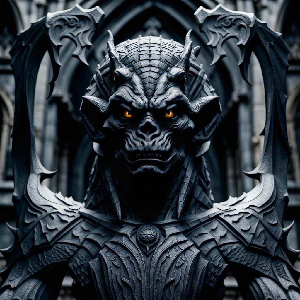Surreal Dark Gargoyle Portrait in Moody 8K Resolution