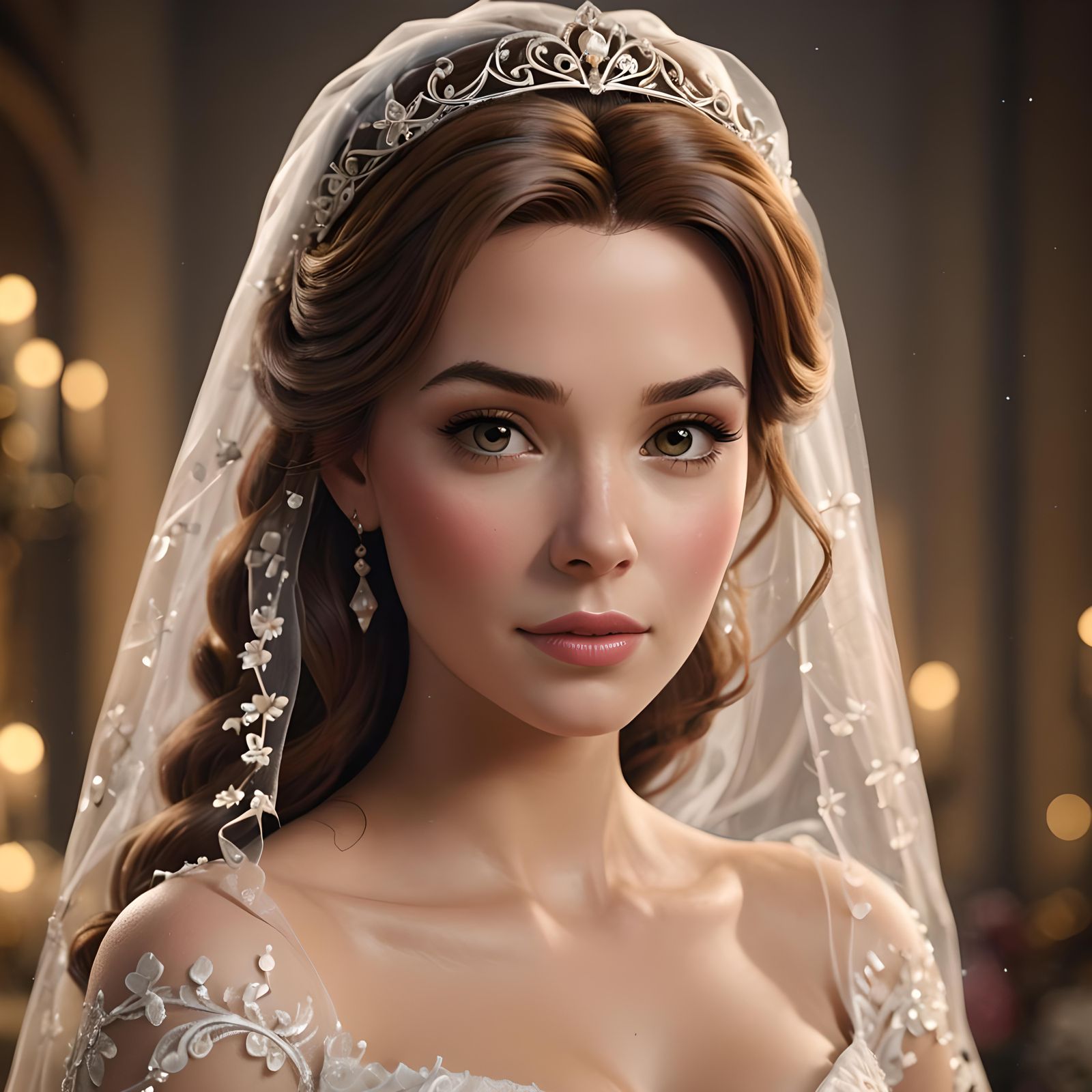 Belle in Elegant Wedding Veil Portrait