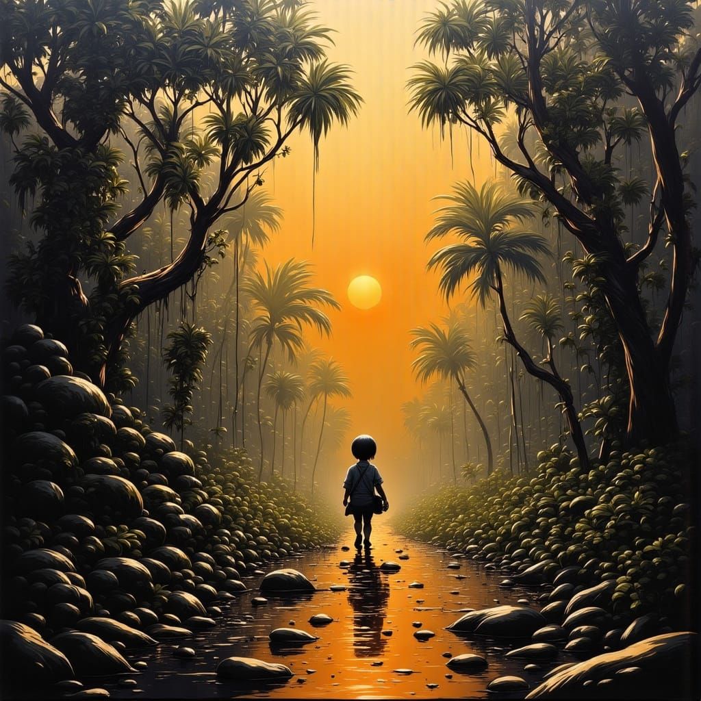 Ethereal Vietnam War-Era Jungle Scene in a Hauntingly Beauti...