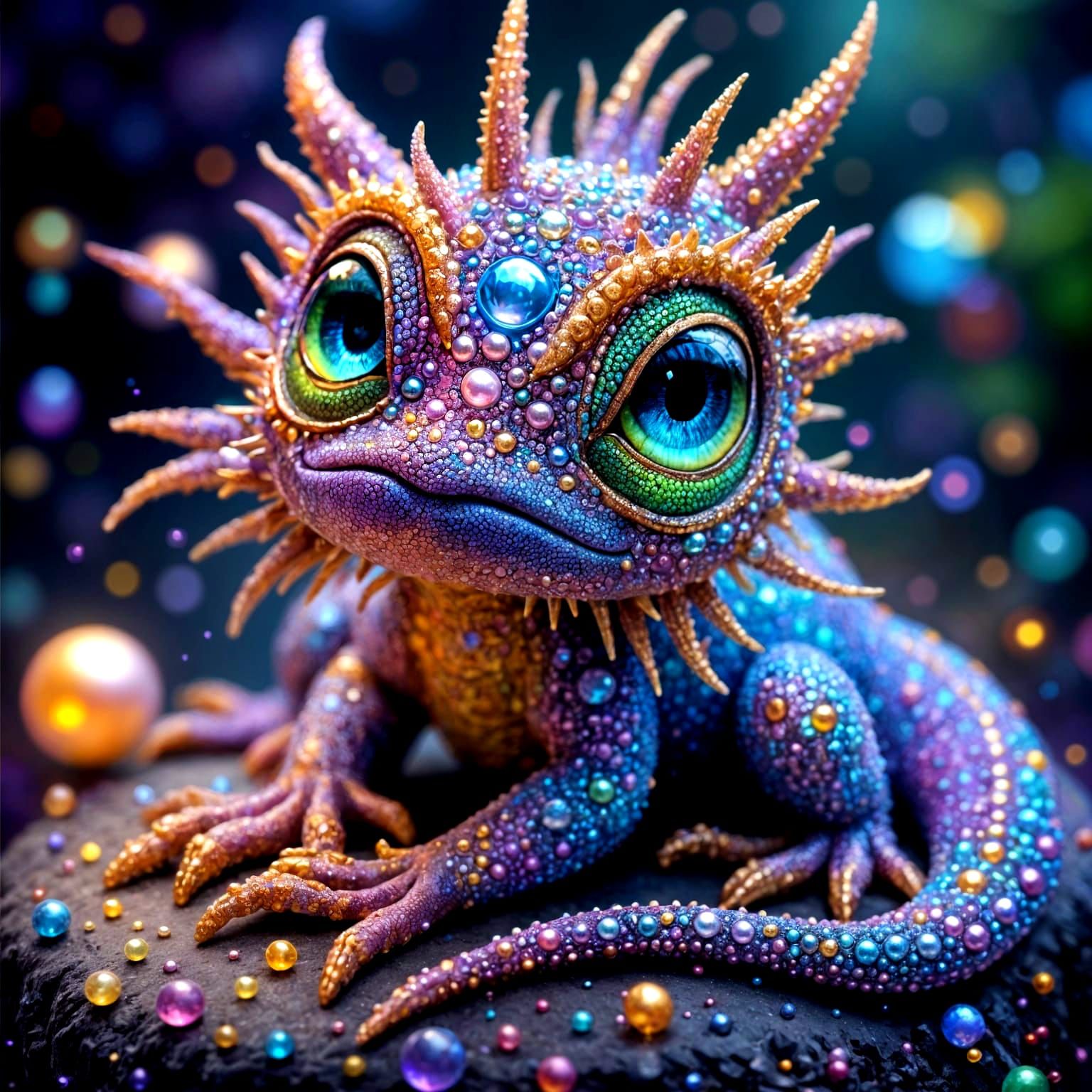Cute Fantastical Creature with Jewel Patterns