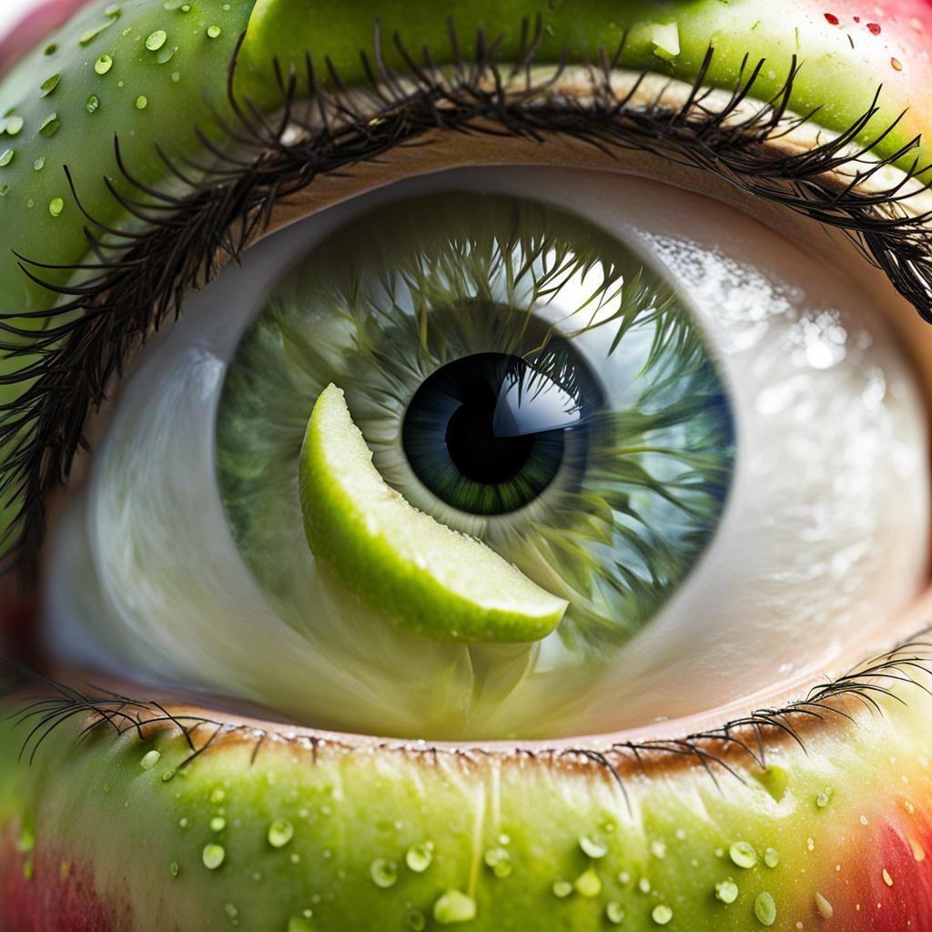 A Close-up of a Shining Red Apple Eye