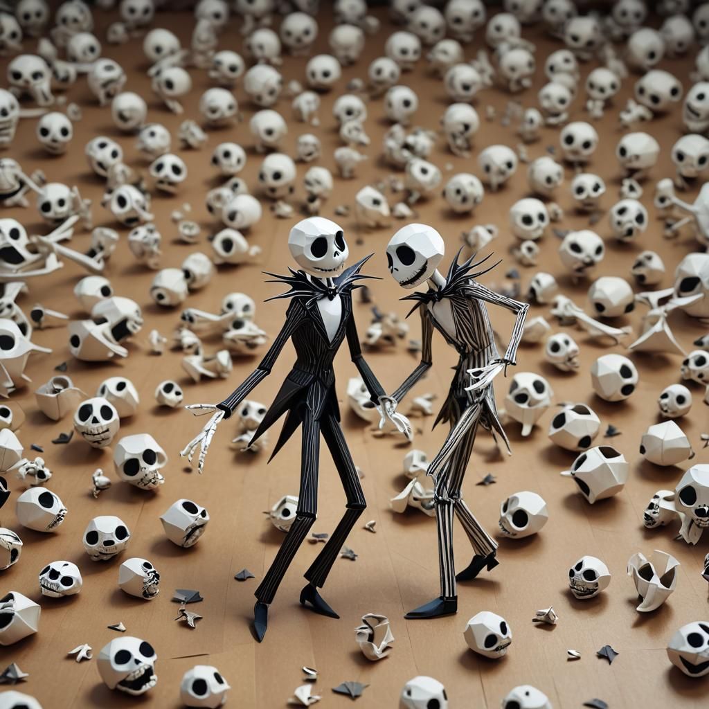 Jack skellington dancing  with Woody from toy story on a sku...