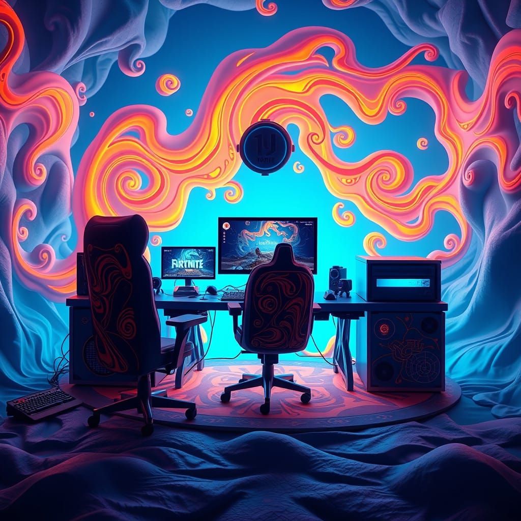 Epic Gaming Scene in Dreamlike Unreal Engine 5 Environment