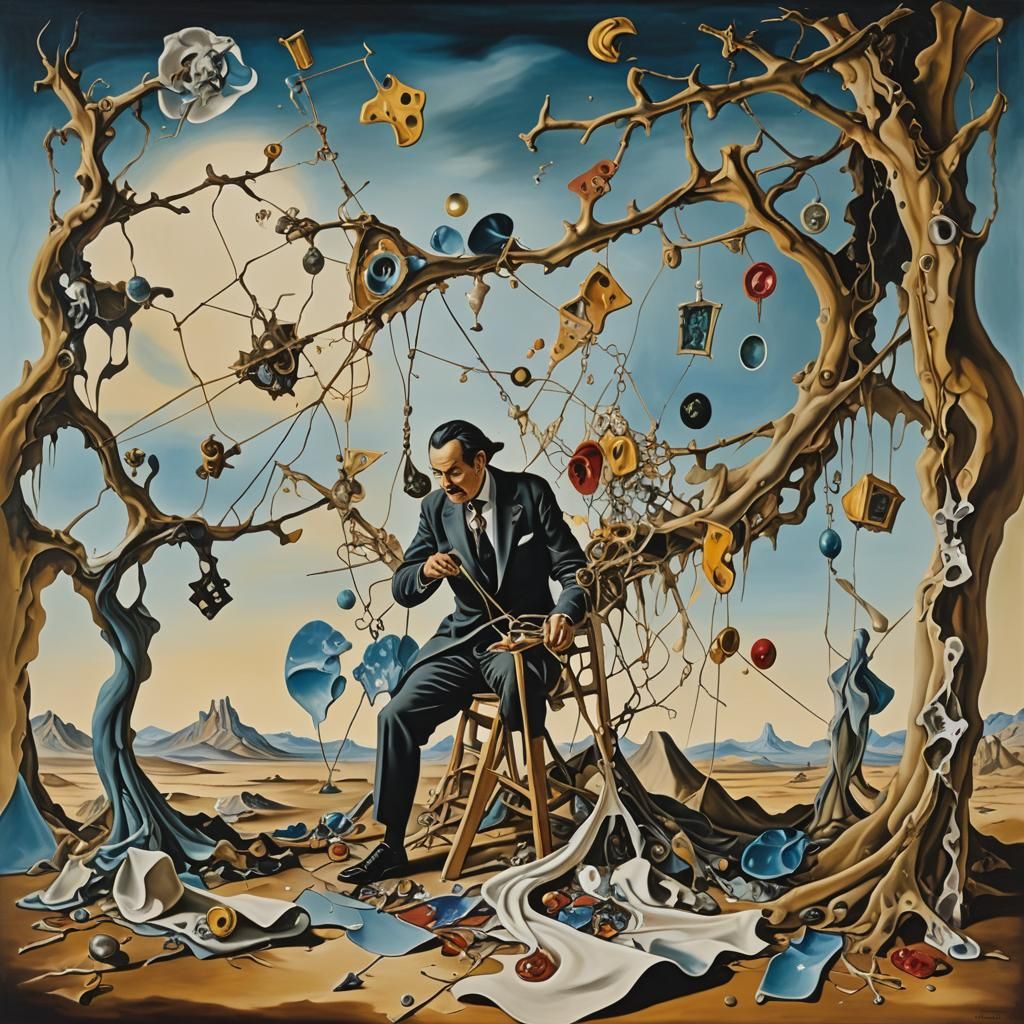 Surreal Tapestry of Strength and Grace in Dreamlike Oil Pain...